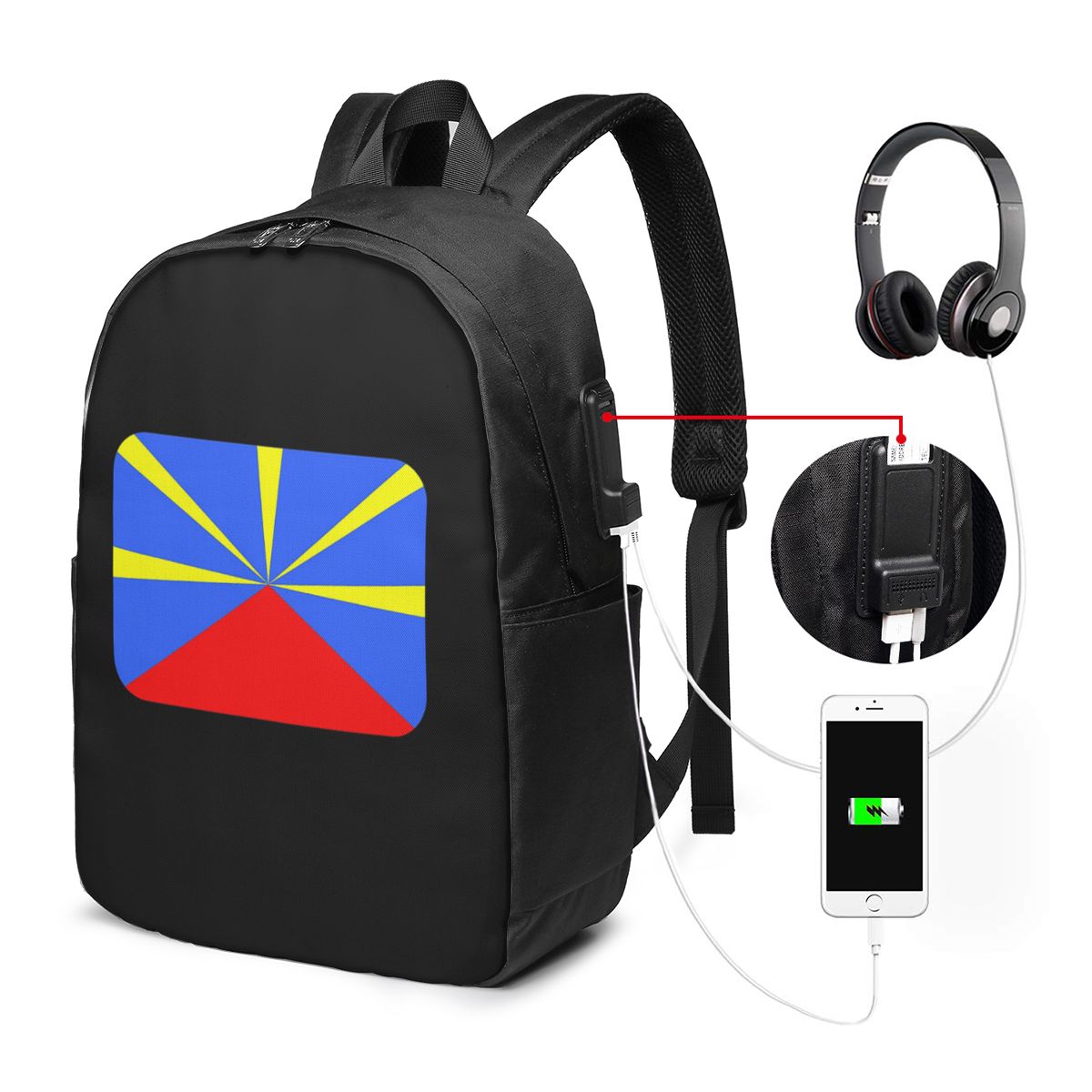 Womens Backpack - 974 Reunion Island Flag Backpack Travel