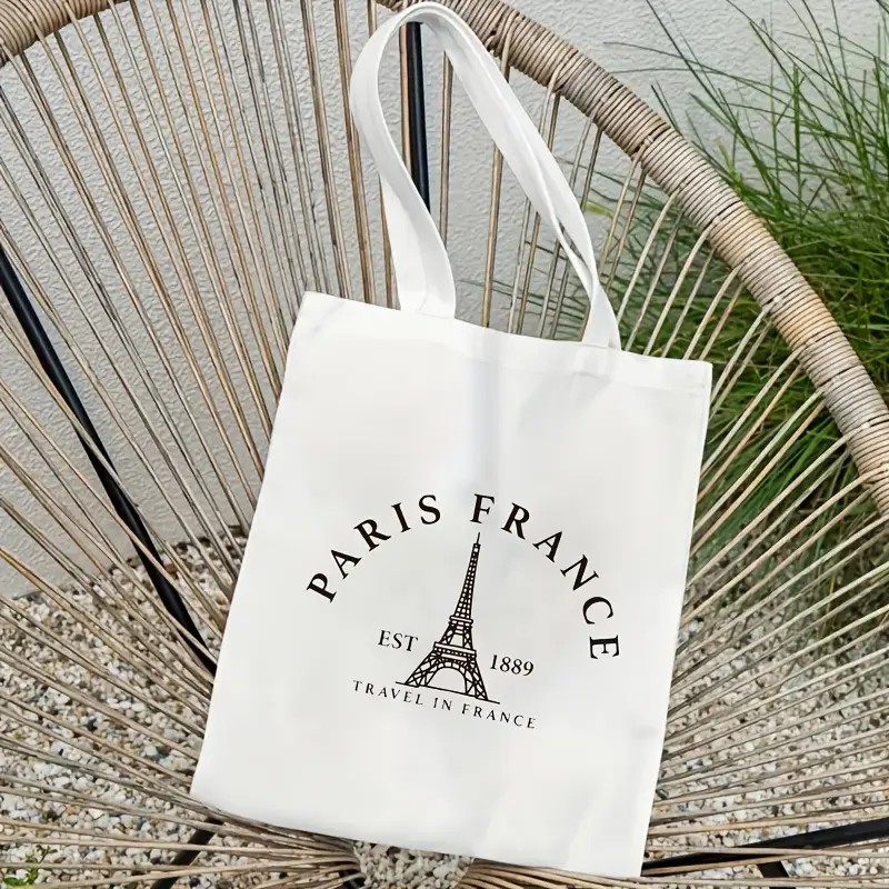 Shopper Tote Canvas - Paris Travel Tote Bag for Women