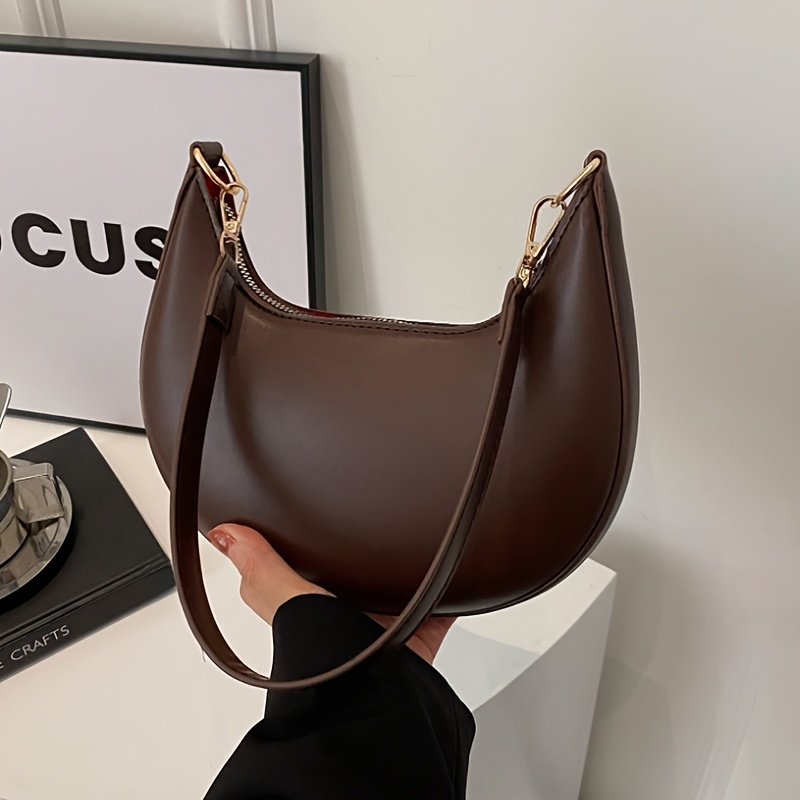 Women Bags For Airport - New Fashionable High-end Moon-shaped Baseball Bag,