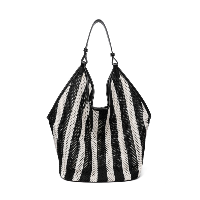 Striped Woven Large Capacity T - Shopper Tote Canvas recension och pris