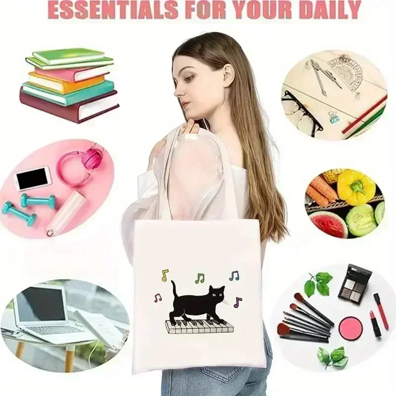 Watercolor Black Cat with Pink - Shopper Tote Canvas recension och pris