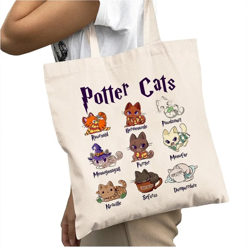 Casual Cartoon Potter Cats Wom - Shopper Tote Canvas recension och pris