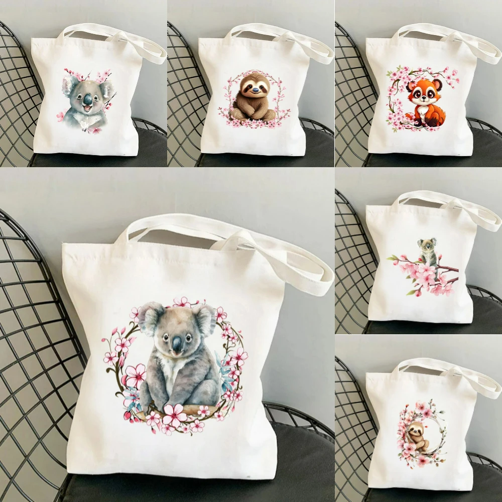 1pc Koala Cherry Blossom Print - Shopper Tote Canvas recension och pris