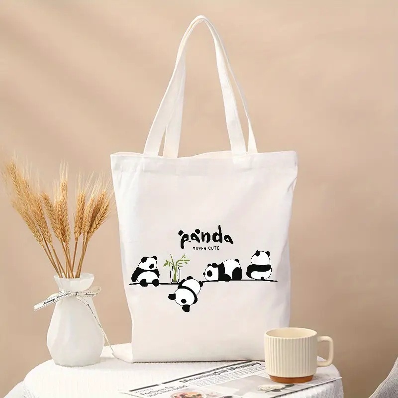 Cute Panda Print Canvas Tote B - Shopper Tote Canvas recension och pris