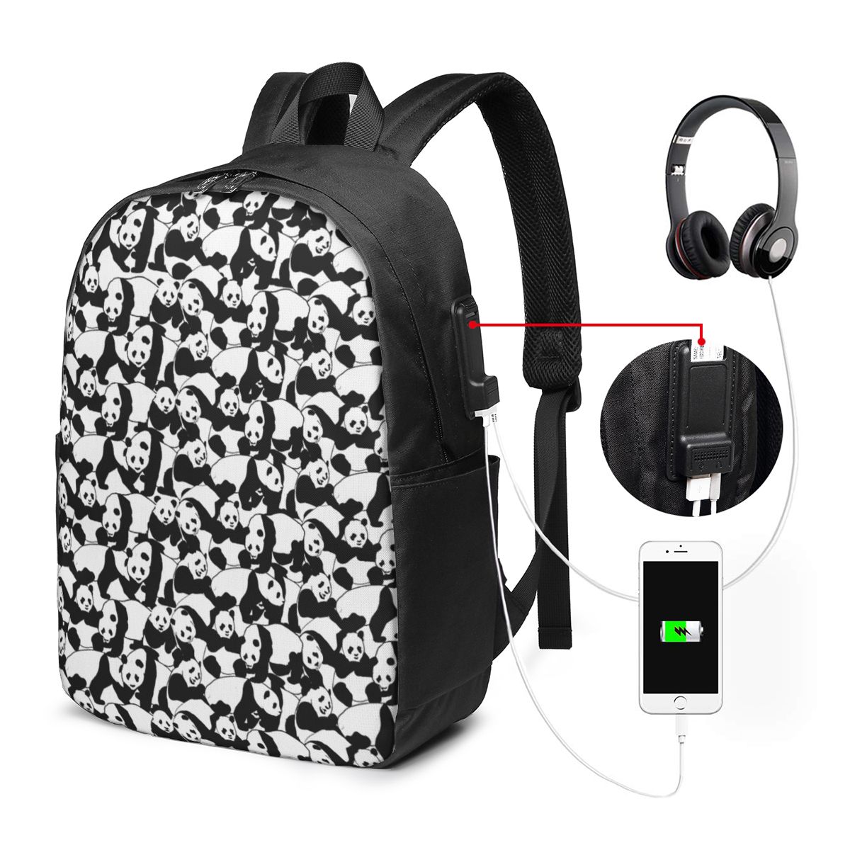 Panda Pattern Backpack Travel  - Womens Backpack recension och pris