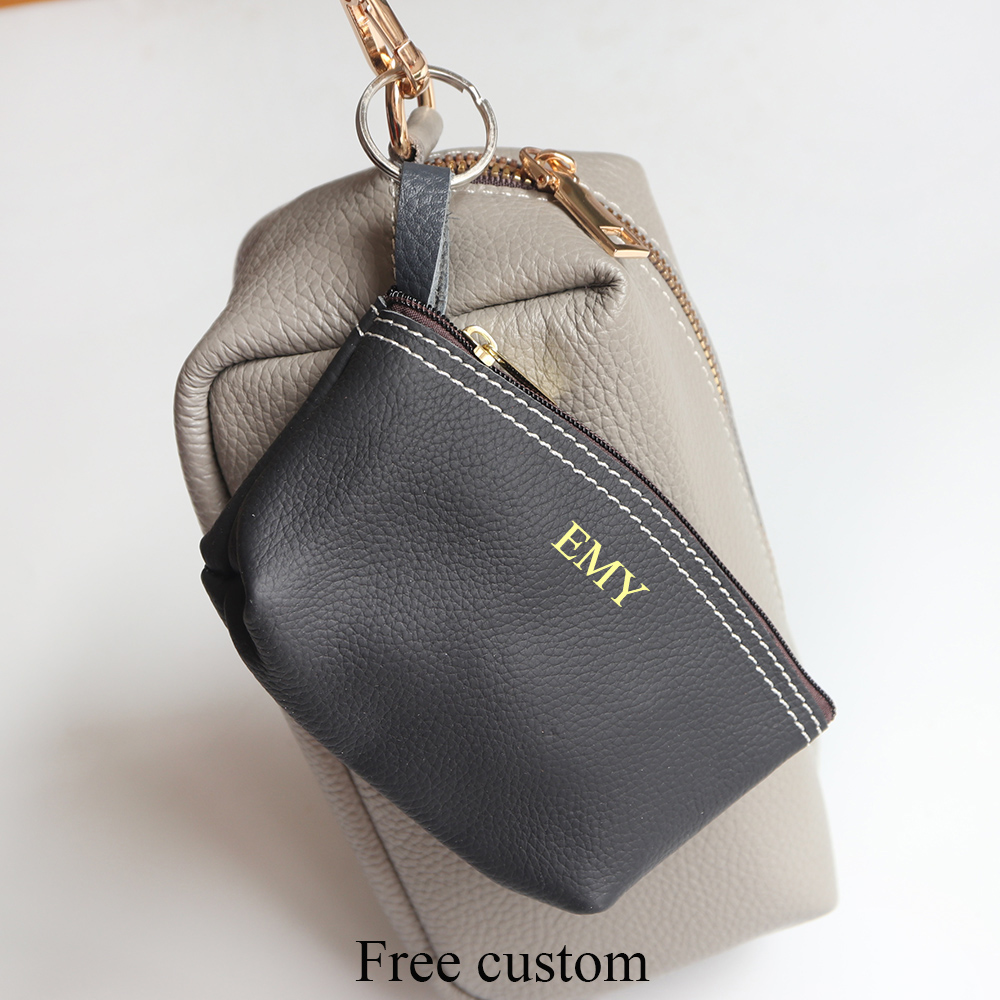 Cowhide Zip Coin Pouch Custom  - Women Bags Zip recension och pris