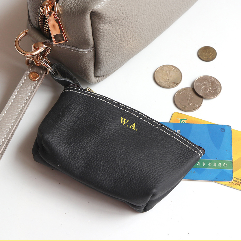 Cowhide Zip Coin Pouch Custom  - Women Bags Zip recension och pris